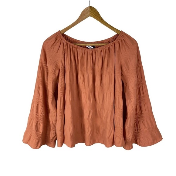 Elizabeth and James Blouse Top Nutmeg Orange Long Bell Sleeves Boho Size XS - Picture 2 of 9